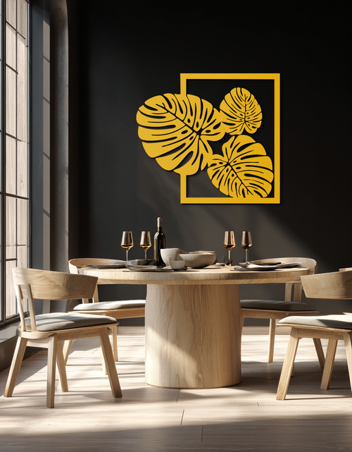 Load image into Gallery viewer, Monstera Leaf Metal Wall Art – Modern Tropical Black Wall Decor for Living Room- KAF552