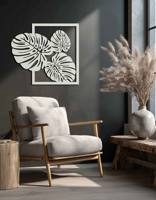 Load image into Gallery viewer, Monstera Leaf Metal Wall Art – Modern Tropical Black Wall Decor for Living Room- KAF552