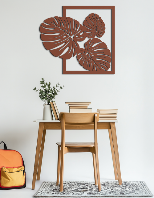 Load image into Gallery viewer, Monstera Leaf Metal Wall Art – Modern Tropical Black Wall Decor for Living Room- KAF552
