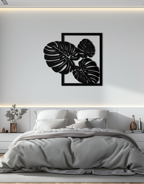Load image into Gallery viewer, Monstera Leaf Metal Wall Art – Modern Tropical Black Wall Decor for Living Room- KAF552