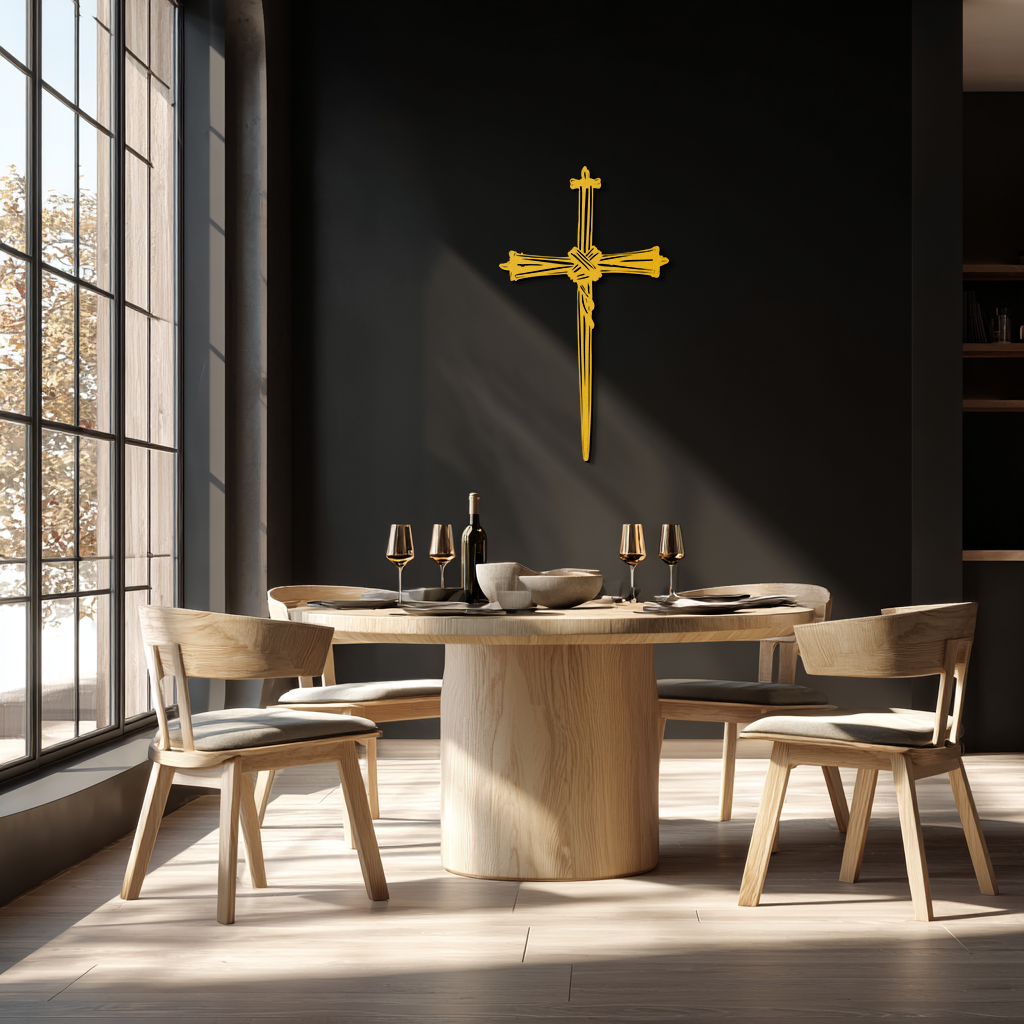 Christian Barbed Wire Cross Metal Wall Art – Religious Rustic Home Decor- KAF553