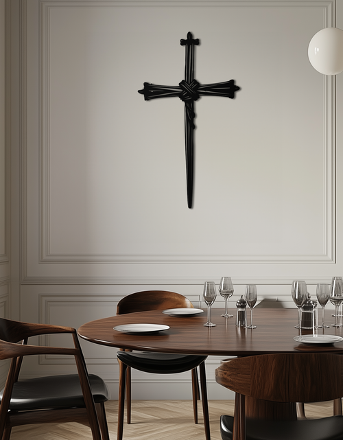 Load image into Gallery viewer, Christian Barbed Wire Cross Metal Wall Art – Religious Rustic Home Decor- KAF553