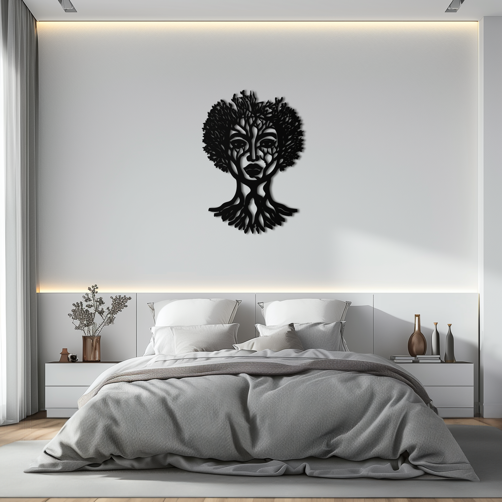 Monstera Leaf Trio Metal Wall Art – Modern Botanical Black Wall Decor- KAF554