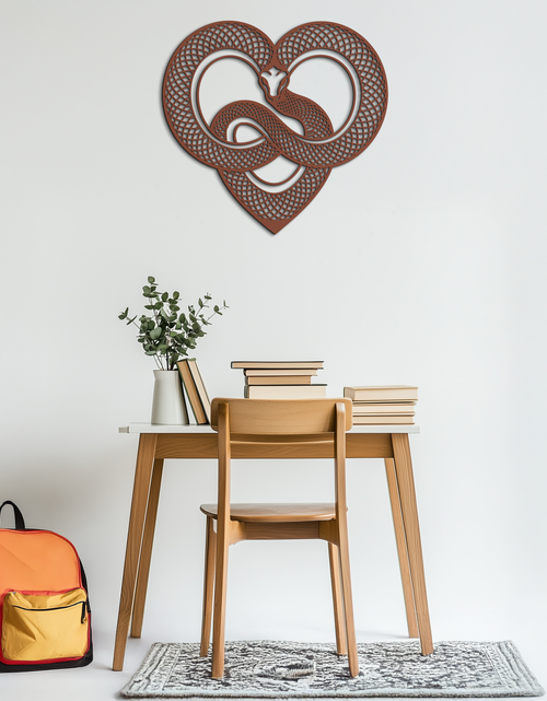 Load image into Gallery viewer, Snake Heart Metal Wall Art – Modern Black Snake Wall Decor for Home and Office- KAF555