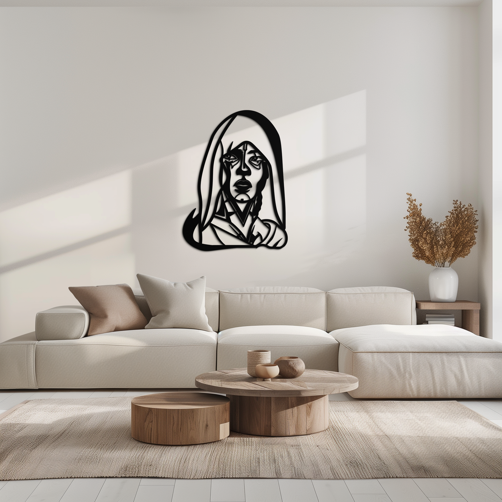 Abstract Tribal Woman Metal Wall Art – Modern Black Silhouette Home Decor- KAF559