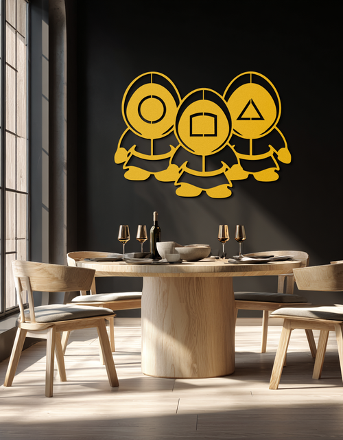 Load image into Gallery viewer, Squid Game Guards Metal Wall Art – Minimalist Black Home Decor- KAF561