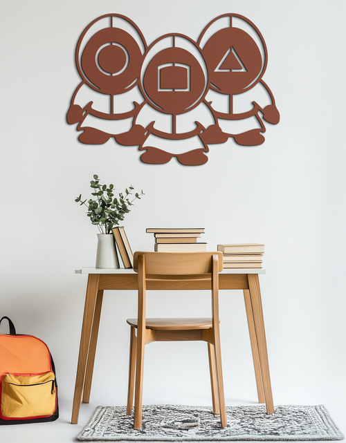 Load image into Gallery viewer, Squid Game Guards Metal Wall Art – Minimalist Black Home Decor- KAF561