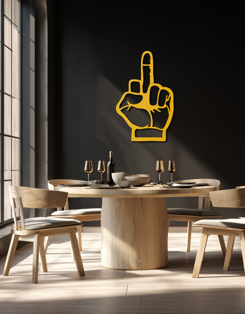 Load image into Gallery viewer, Funny Middle Finger Metal Wall Art – Bold and Playful Black Home Decor- KAF562