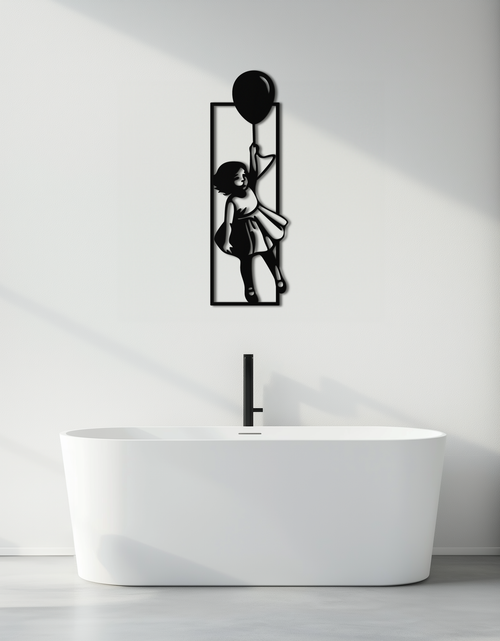Load image into Gallery viewer, Balloon Girl Silhouette Metal Wall Art – Whimsical Modern Home Decor- KAF563