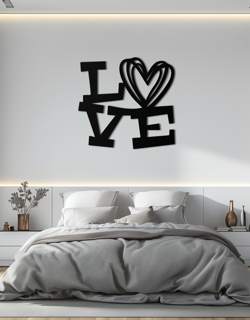 Load image into Gallery viewer, LOVE Heart Modern Metal Wall Art – Romantic Black Metal Wall Decor- KAF566