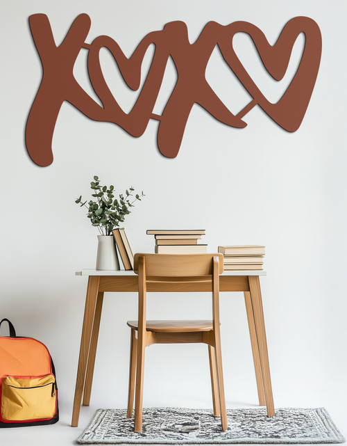 Load image into Gallery viewer, XOXO Love Hearts Metal Wall Art – Modern Romantic Black Home Decor- KAF567