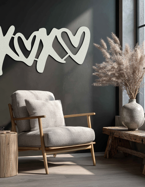 Load image into Gallery viewer, XOXO Love Hearts Metal Wall Art – Modern Romantic Black Home Decor- KAF567