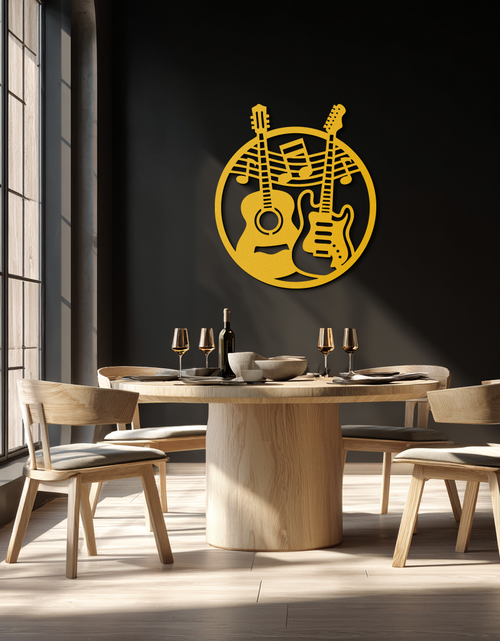 Load image into Gallery viewer, Musical Guitar Notes Metal Wall Art – Modern Musician Decor- KAF571