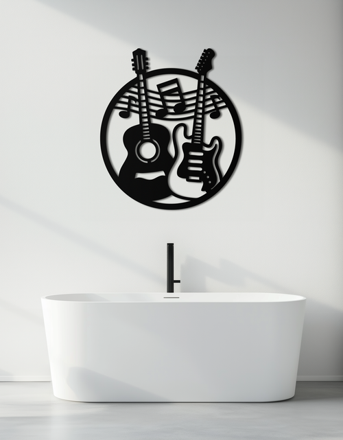 Load image into Gallery viewer, Musical Guitar Notes Metal Wall Art – Modern Musician Decor- KAF571
