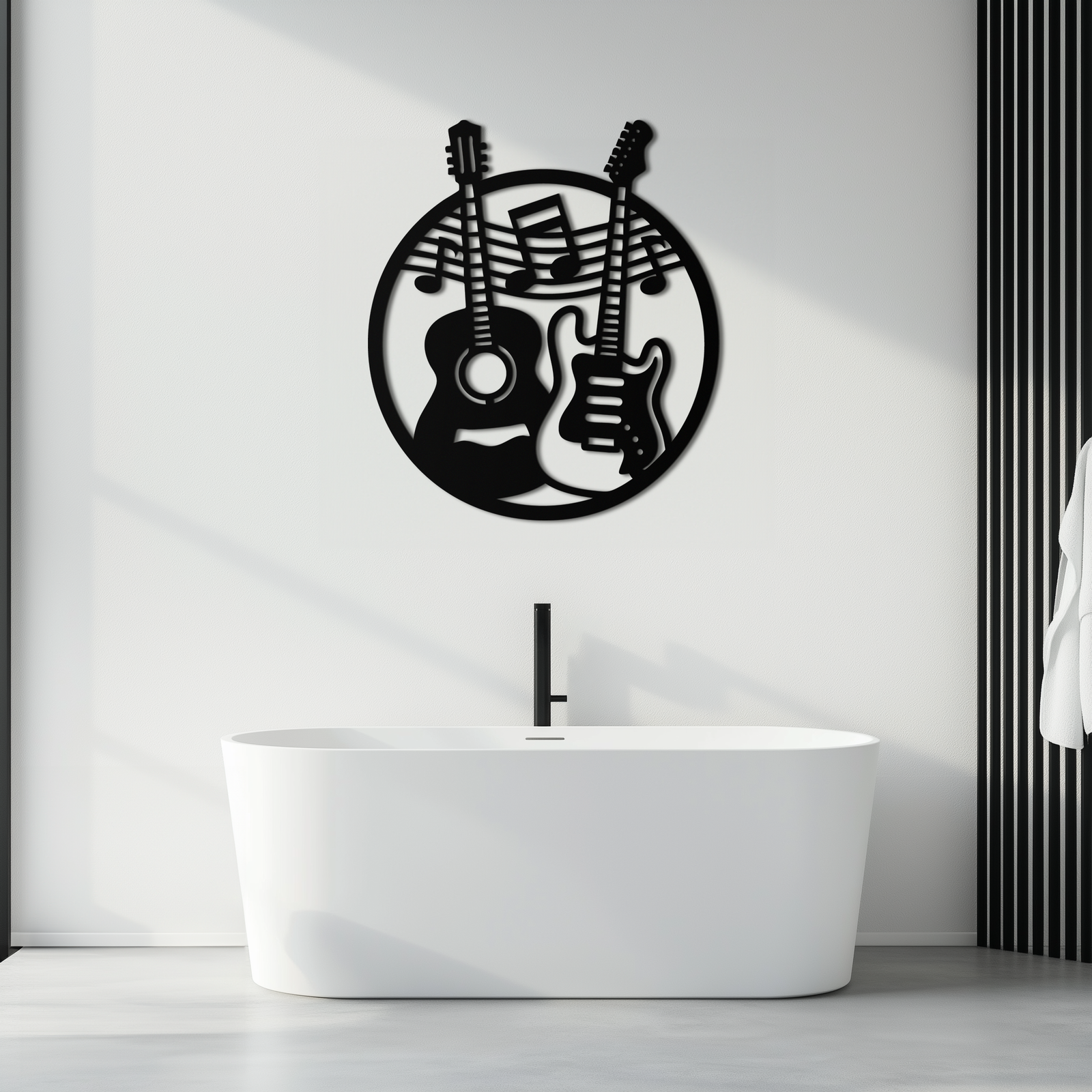 Musical Guitar Notes Metal Wall Art – Modern Musician Decor- KAF571