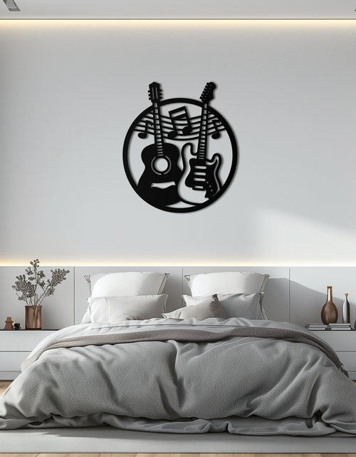 Load image into Gallery viewer, Musical Guitar Notes Metal Wall Art – Modern Musician Decor- KAF571