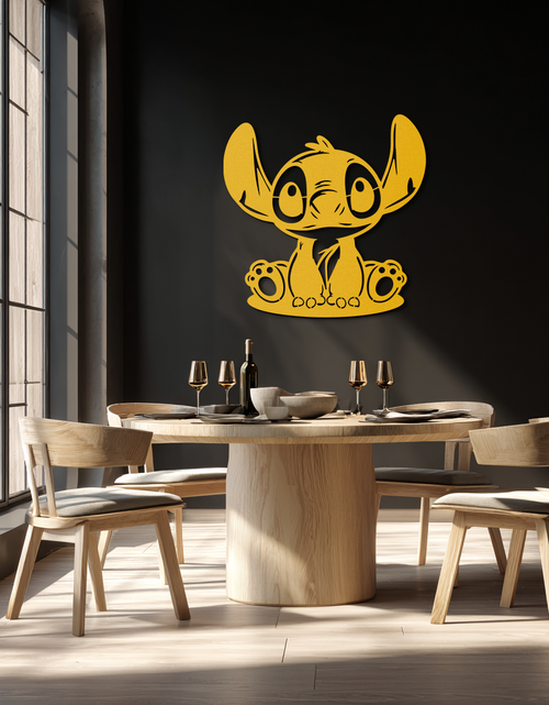 Load image into Gallery viewer, Cute Stitch Character Metal Wall Art - Adorable Cartoon Silhouette Decor- KAF572