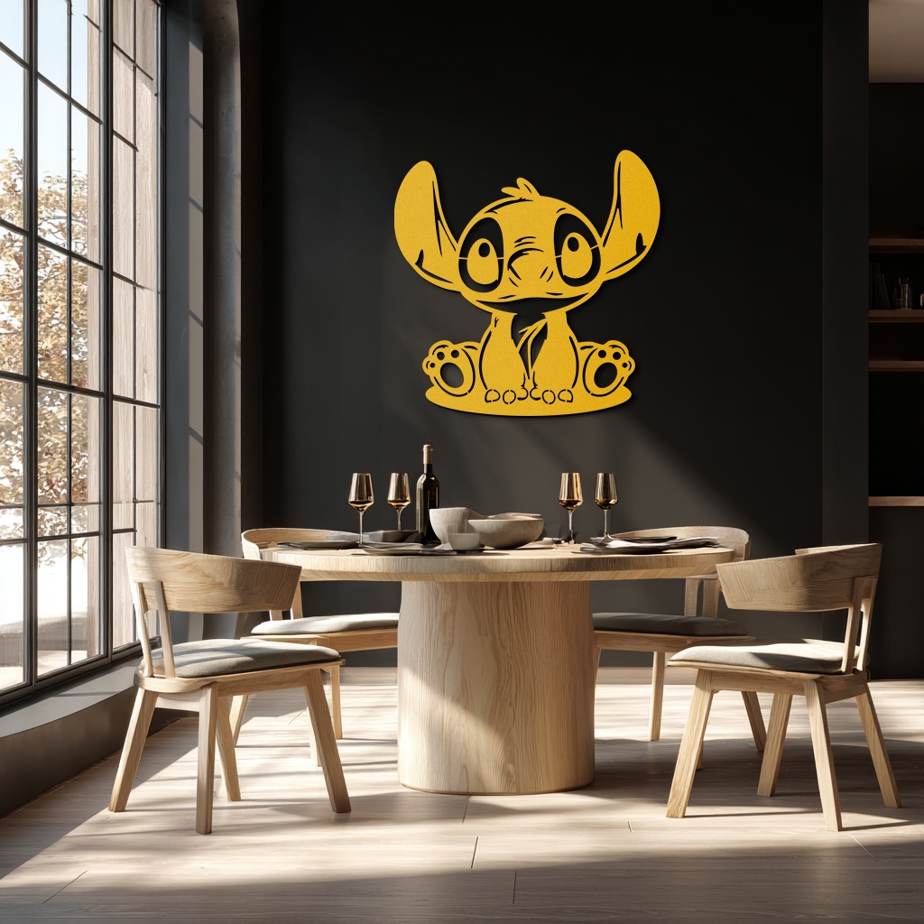 Cute Stitch Character Metal Wall Art - Adorable Cartoon Silhouette Decor- KAF572