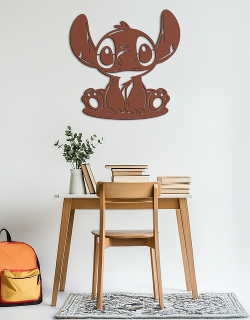 Load image into Gallery viewer, Cute Stitch Character Metal Wall Art - Adorable Cartoon Silhouette Decor- KAF572