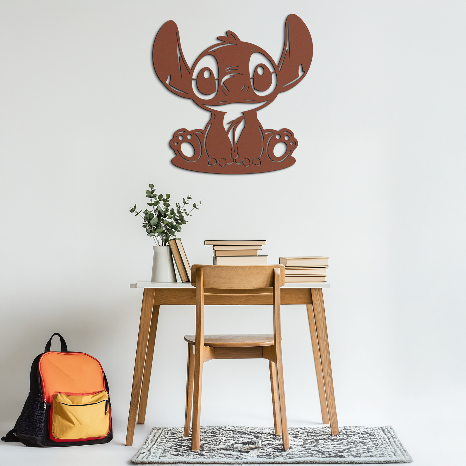 Cute Stitch Character Metal Wall Art - Adorable Cartoon Silhouette Decor- KAF572