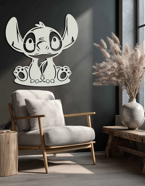Load image into Gallery viewer, Cute Stitch Character Metal Wall Art - Adorable Cartoon Silhouette Decor- KAF572