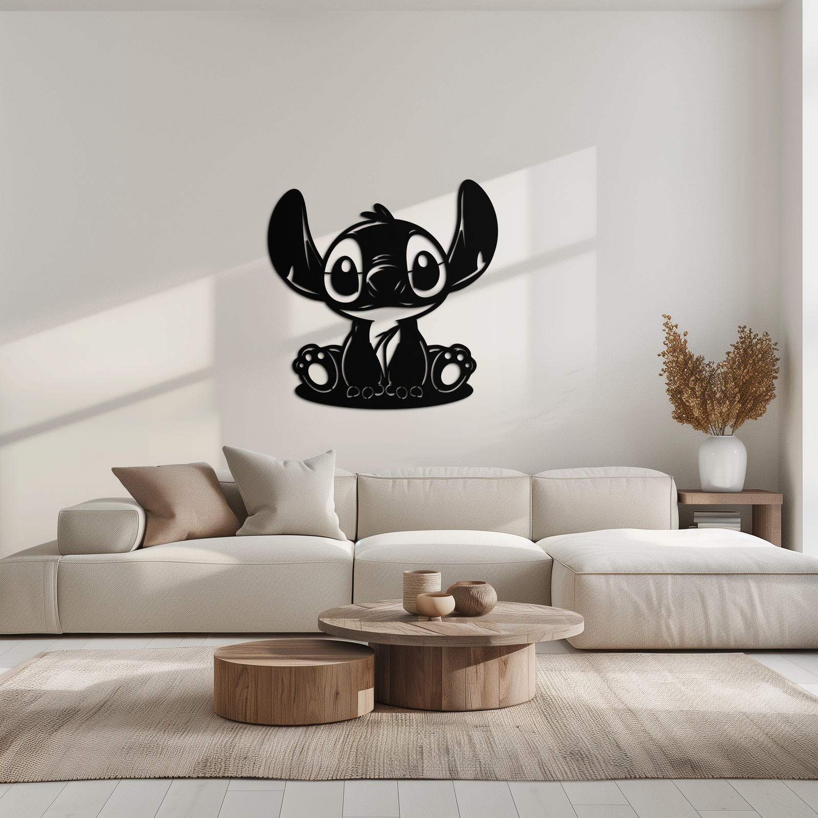 Cute Stitch Character Metal Wall Art - Adorable Cartoon Silhouette Decor- KAF572