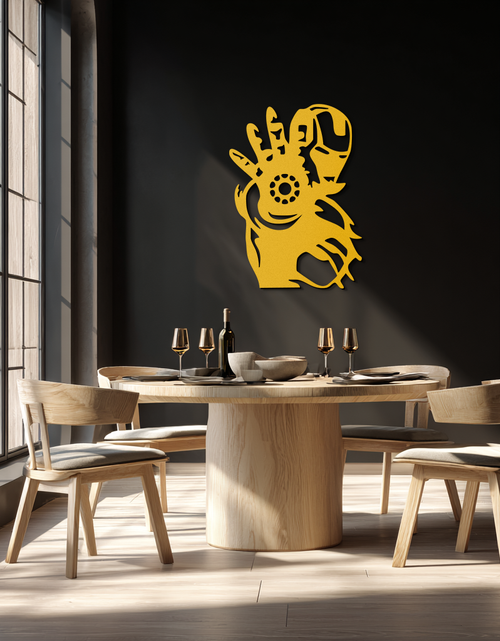 Load image into Gallery viewer, Iron Man Hand Gesture Silhouette Metal Wall Art – Superhero Home Decor- KAF573
