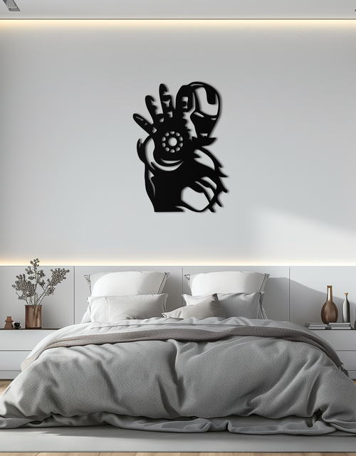 Load image into Gallery viewer, Iron Man Hand Gesture Silhouette Metal Wall Art – Superhero Home Decor- KAF573