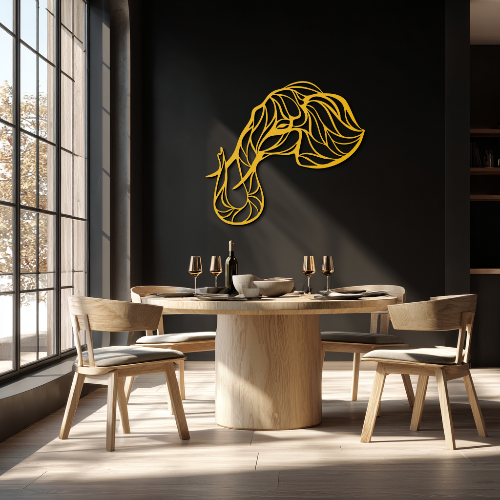 Geometric Elephant Head Metal Wall Art – Modern Animal Home Decor- KAF574