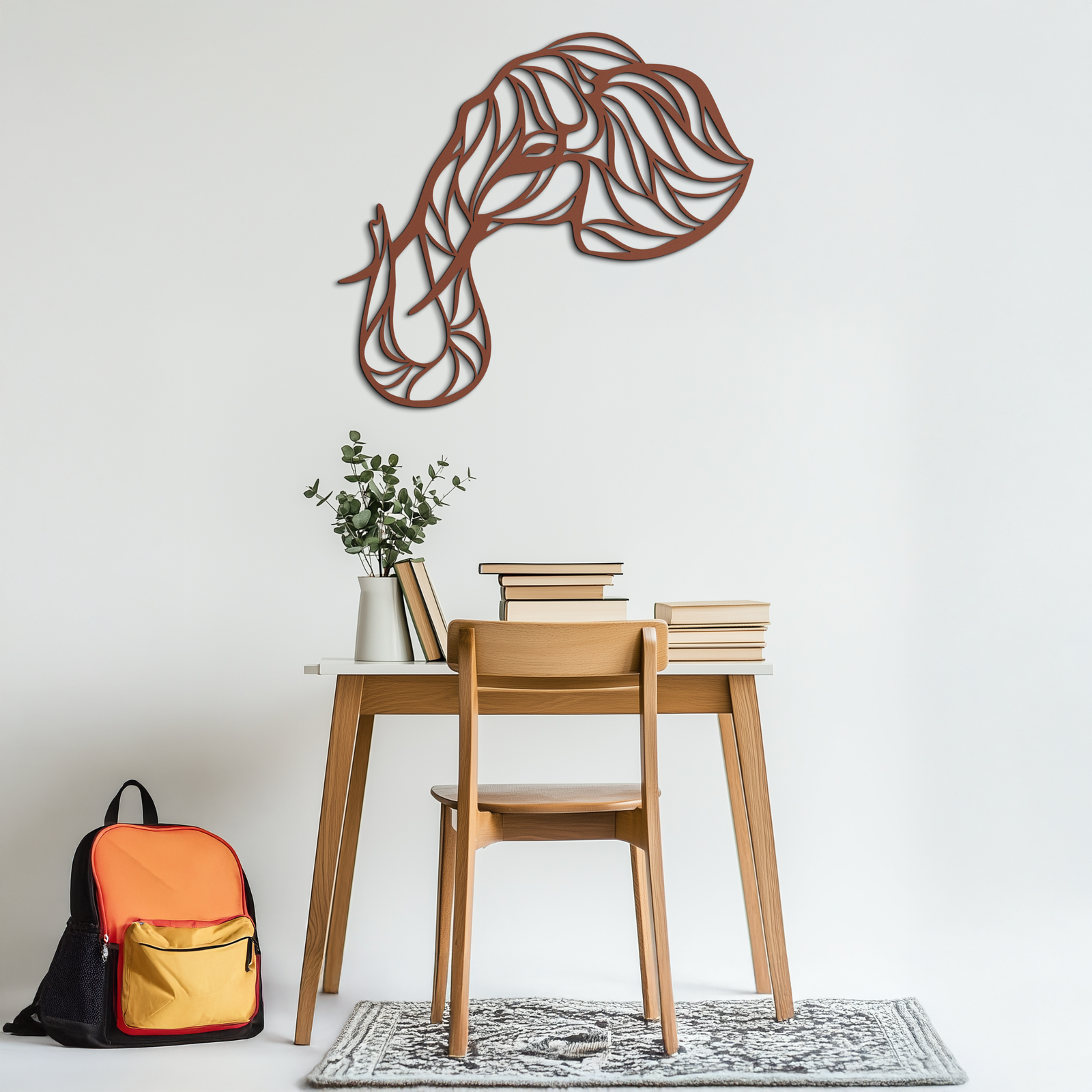Geometric Elephant Head Metal Wall Art – Modern Animal Home Decor- KAF574