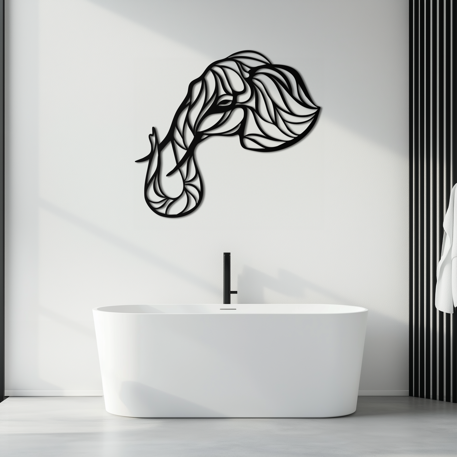 Geometric Elephant Head Metal Wall Art – Modern Animal Home Decor- KAF574