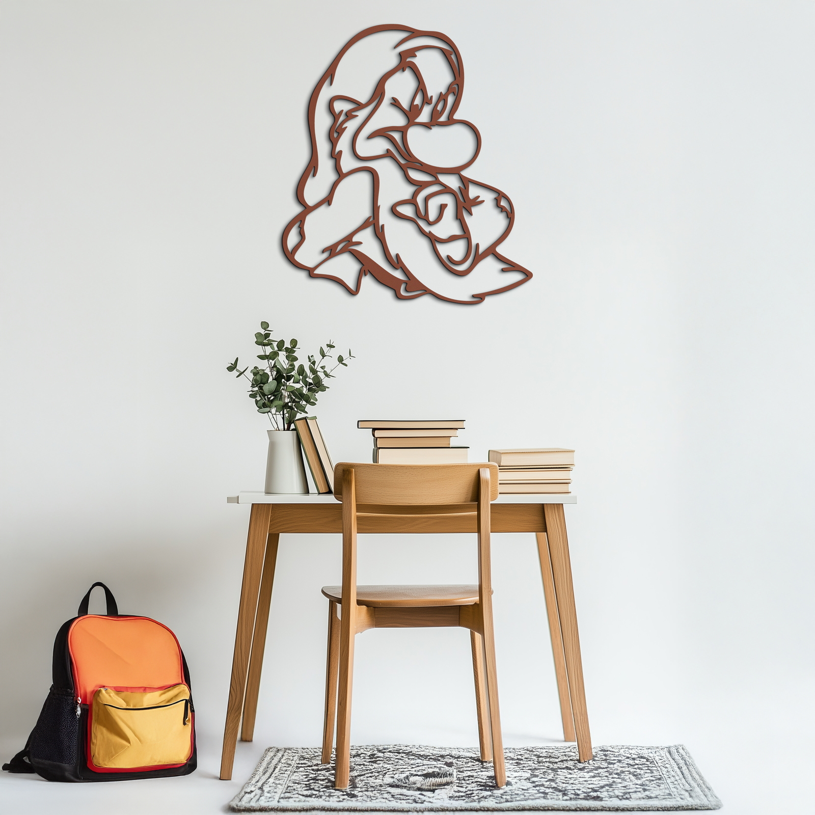 Grumpy Dwarf Metal Wall Art – Whimsical Cartoon-Inspired Metal Silhouette Décor- KAF577