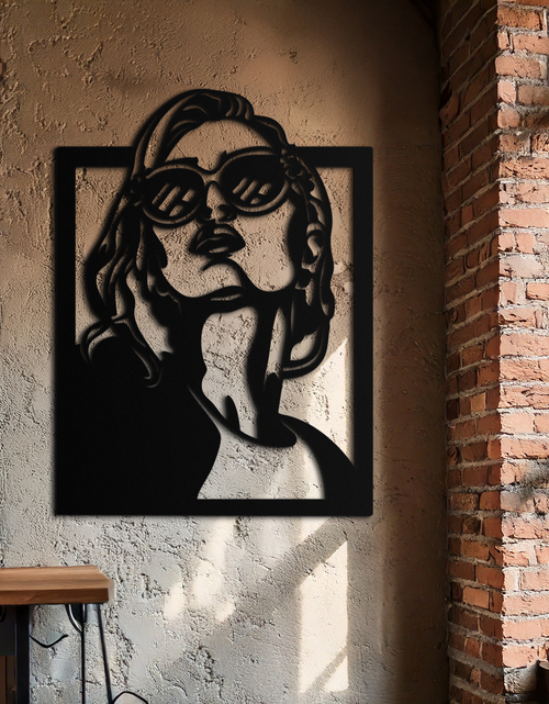 Load image into Gallery viewer, Modern Sunglasses Woman Silhouette Metal Wall Art – Bold Feminine Home Decor- KAF583