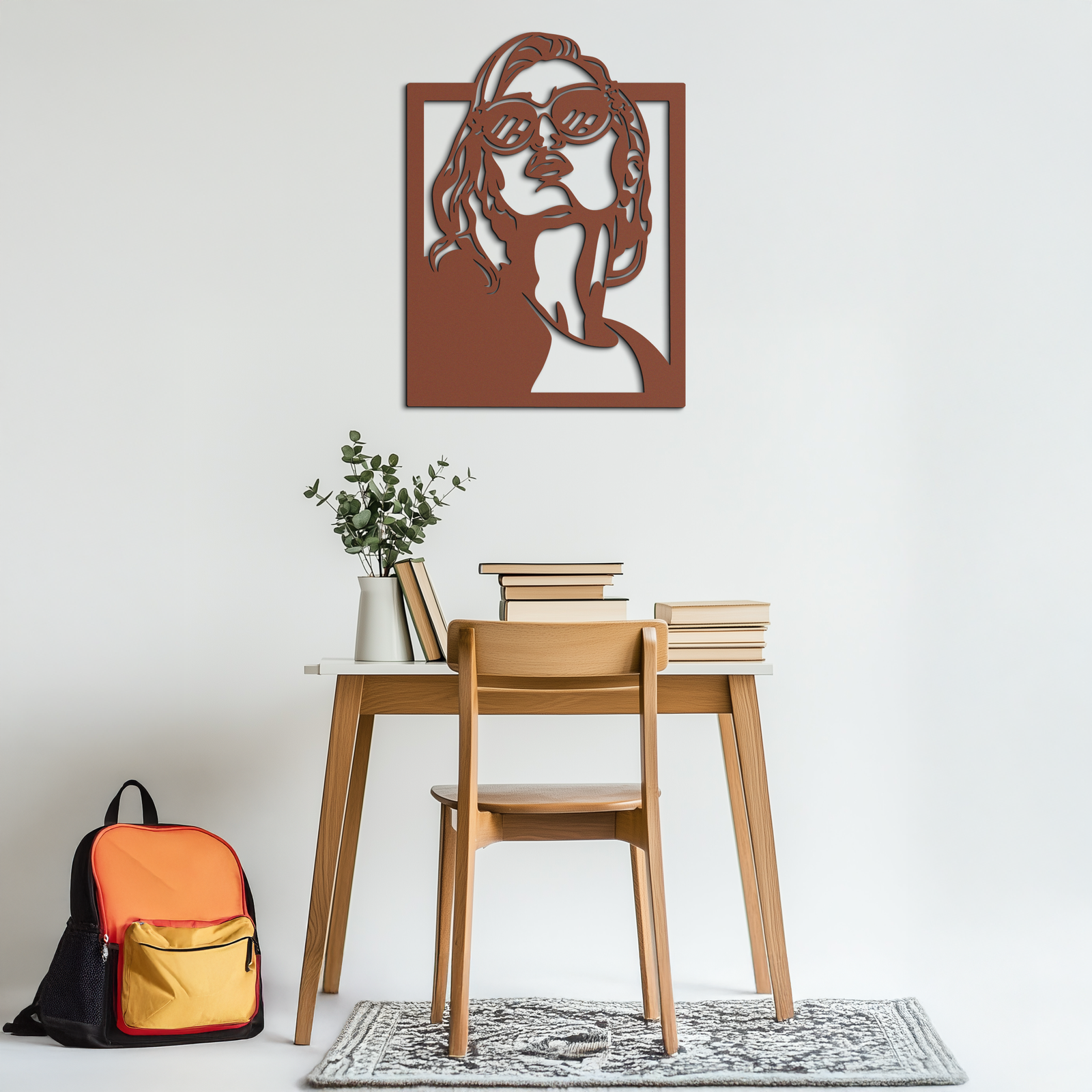 Modern Sunglasses Woman Silhouette Metal Wall Art – Bold Feminine Home Decor- KAF583