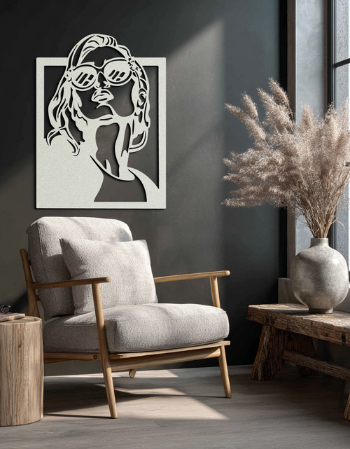 Load image into Gallery viewer, Modern Sunglasses Woman Silhouette Metal Wall Art – Bold Feminine Home Decor- KAF583