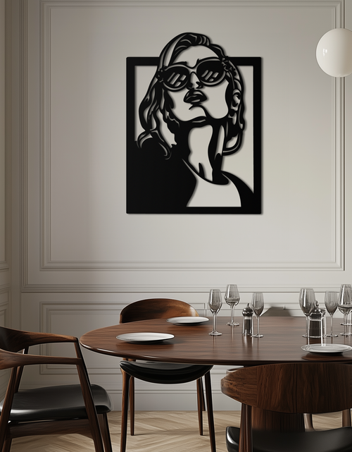Load image into Gallery viewer, Modern Sunglasses Woman Silhouette Metal Wall Art – Bold Feminine Home Decor- KAF583