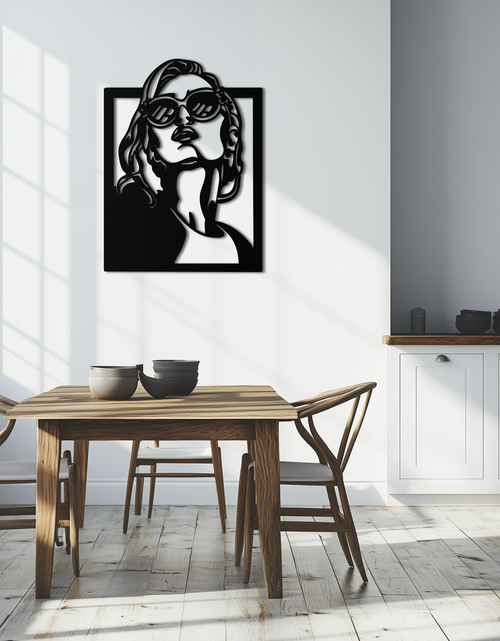Load image into Gallery viewer, Modern Sunglasses Woman Silhouette Metal Wall Art – Bold Feminine Home Decor- KAF583