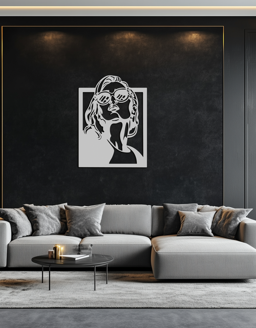 Load image into Gallery viewer, Modern Sunglasses Woman Silhouette Metal Wall Art – Bold Feminine Home Decor- KAF583