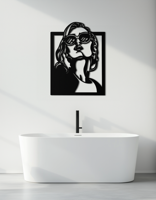 Load image into Gallery viewer, Modern Sunglasses Woman Silhouette Metal Wall Art – Bold Feminine Home Decor- KAF583