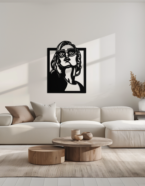 Load image into Gallery viewer, Modern Sunglasses Woman Silhouette Metal Wall Art – Bold Feminine Home Decor- KAF583