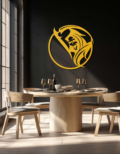 Load image into Gallery viewer, Grim Reaper Circle Metal Wall Art – Dark Gothic Scythe Decor for Horror Enthusiasts- KAF586