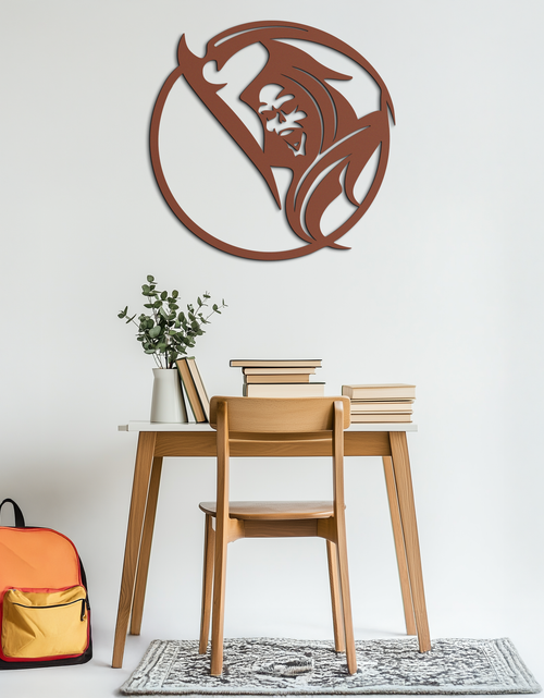 Load image into Gallery viewer, Grim Reaper Circle Metal Wall Art – Dark Gothic Scythe Decor for Horror Enthusiasts- KAF586