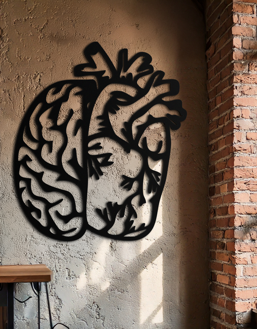 Load image into Gallery viewer, Brain and Heart Fusion Metal Wall Art – Symbolic Anatomy Design for Mind and Emotion Balance- KAF587