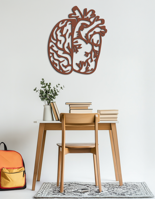 Load image into Gallery viewer, Brain and Heart Fusion Metal Wall Art – Symbolic Anatomy Design for Mind and Emotion Balance- KAF587
