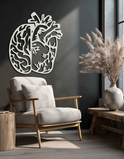 Load image into Gallery viewer, Brain and Heart Fusion Metal Wall Art – Symbolic Anatomy Design for Mind and Emotion Balance- KAF587