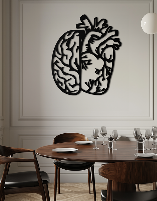 Load image into Gallery viewer, Brain and Heart Fusion Metal Wall Art – Symbolic Anatomy Design for Mind and Emotion Balance- KAF587