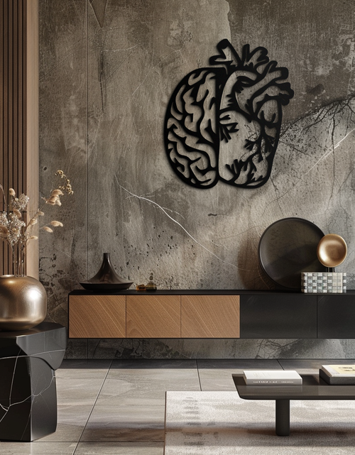 Load image into Gallery viewer, Brain and Heart Fusion Metal Wall Art – Symbolic Anatomy Design for Mind and Emotion Balance- KAF587