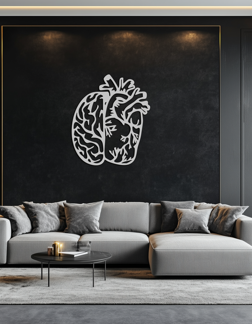 Load image into Gallery viewer, Brain and Heart Fusion Metal Wall Art – Symbolic Anatomy Design for Mind and Emotion Balance- KAF587
