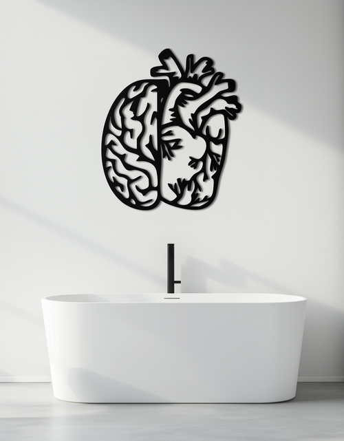 Load image into Gallery viewer, Brain and Heart Fusion Metal Wall Art – Symbolic Anatomy Design for Mind and Emotion Balance- KAF587