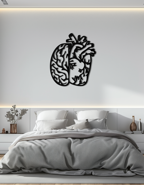 Load image into Gallery viewer, Brain and Heart Fusion Metal Wall Art – Symbolic Anatomy Design for Mind and Emotion Balance- KAF587